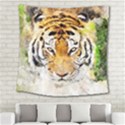 tiger Watercolor Colorful Animal Square Tapestry (Large) View2