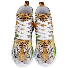 Tiger Watercolor Colorful Animal Women s Lightweight High Top Sneakers