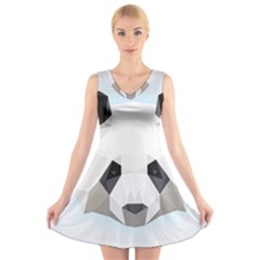 Background Show Graphic Art Panda V-neck Sleeveless Dress by Simbadda