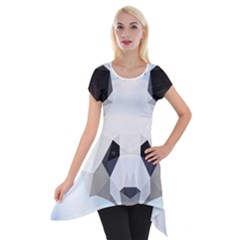 Background Show Graphic Art Panda Short Sleeve Side Drop Tunic by Simbadda