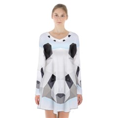 Background Show Graphic Art Panda Long Sleeve Velvet V-neck Dress