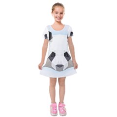 Background Show Graphic Art Panda Kids  Short Sleeve Velvet Dress by Simbadda