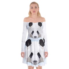 Background Show Graphic Art Panda Off Shoulder Skater Dress by Simbadda