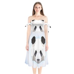 Background Show Graphic Art Panda Shoulder Tie Bardot Midi Dress