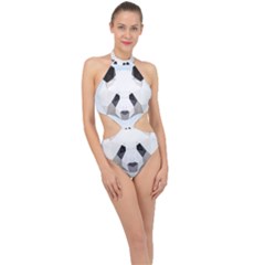 Background Show Graphic Art Panda Halter Side Cut Swimsuit by Simbadda