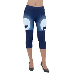 Moon Hirsch Wild Nature Antler Lightweight Velour Capri Leggings 