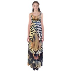 Tiger Animal Teeth Nature Design Empire Waist Maxi Dress