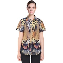 Tiger Animal Teeth Nature Design Women s Short Sleeve Shirt