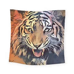 Tiger Animal Teeth Nature Design Square Tapestry (small)