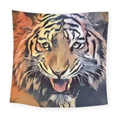 Tiger Animal Teeth Nature Design Square Tapestry (large)