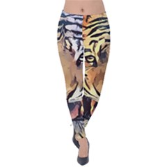 Tiger Animal Teeth Nature Design Velvet Leggings