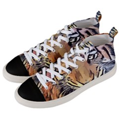 Tiger Animal Teeth Nature Design Men s Mid-top Canvas Sneakers by Simbadda