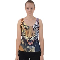 Tiger Animal Teeth Nature Design Velvet Tank Top