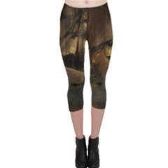 Mammal Nature Wood Tree Waters Capri Leggings  by Simbadda