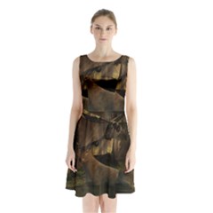 Mammal Nature Wood Tree Waters Sleeveless Waist Tie Chiffon Dress