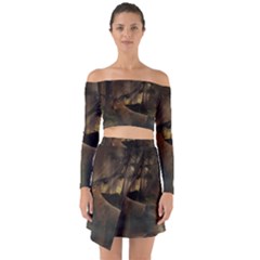 Mammal Nature Wood Tree Waters Off Shoulder Top With Skirt Set by Simbadda