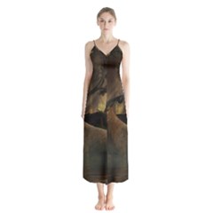 Mammal Nature Wood Tree Waters Button Up Chiffon Maxi Dress