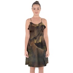 Mammal Nature Wood Tree Waters Ruffle Detail Chiffon Dress