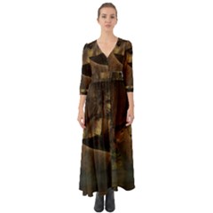 Mammal Nature Wood Tree Waters Button Up Boho Maxi Dress