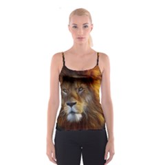 Fractalius Big Cat Animal Spaghetti Strap Top by Simbadda