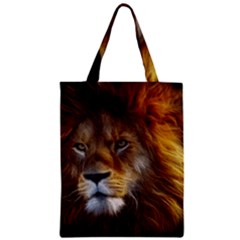 Fractalius Big Cat Animal Zipper Classic Tote Bag by Simbadda