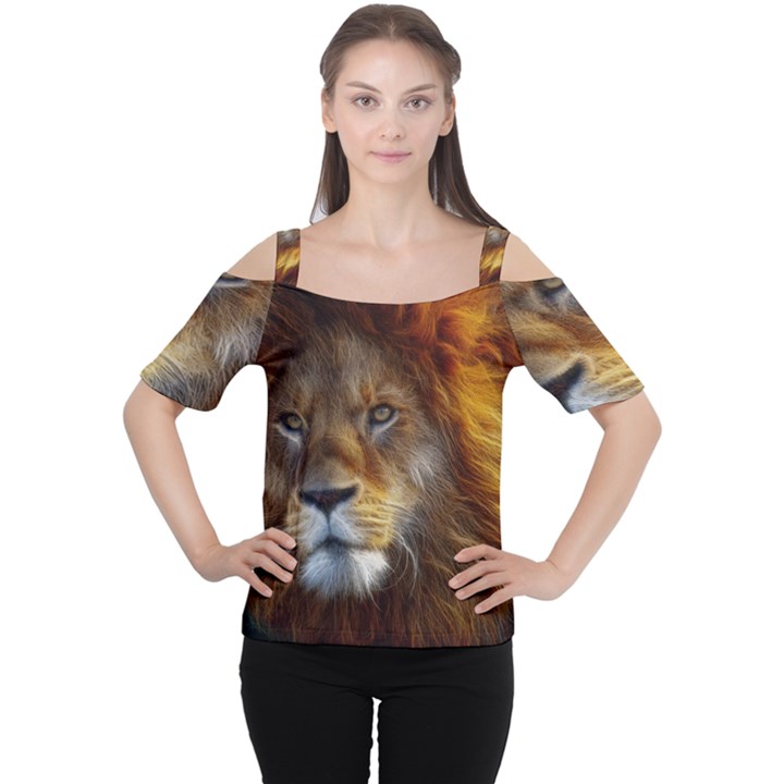 Fractalius Big Cat Animal Cutout Shoulder Tee