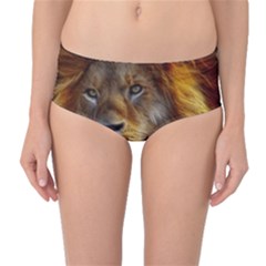 Fractalius Big Cat Animal Mid-waist Bikini Bottoms by Simbadda