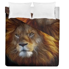 Fractalius Big Cat Animal Duvet Cover Double Side (queen Size) by Simbadda