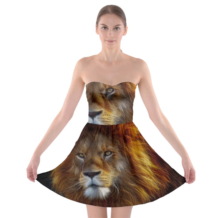 Fractalius Big Cat Animal Strapless Bra Top Dress