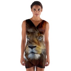 Fractalius Big Cat Animal Wrap Front Bodycon Dress by Simbadda