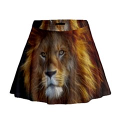 Fractalius Big Cat Animal Mini Flare Skirt by Simbadda