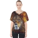 Fractalius Big Cat Animal V-Neck Dolman Drape Top View1