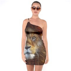 Fractalius Big Cat Animal One Soulder Bodycon Dress