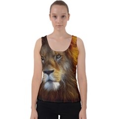 Fractalius Big Cat Animal Velvet Tank Top by Simbadda