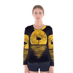 Moon Reflection Flamenco Animal Women s Long Sleeve Tee