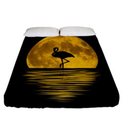 Moon Reflection Flamenco Animal Fitted Sheet (california King Size) by Simbadda