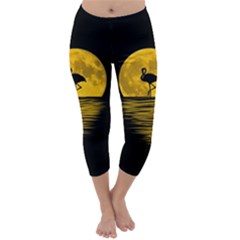 Moon Reflection Flamenco Animal Capri Winter Leggings 