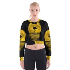 Moon Reflection Flamenco Animal Cropped Sweatshirt