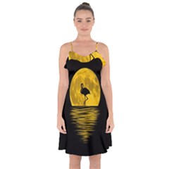 Moon Reflection Flamenco Animal Ruffle Detail Chiffon Dress