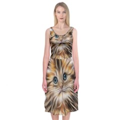 Kitten Mammal Animal Young Cat Midi Sleeveless Dress