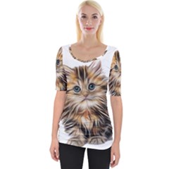 Kitten Mammal Animal Young Cat Wide Neckline Tee