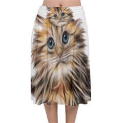 Kitten Mammal Animal Young Cat Velvet Flared Midi Skirt