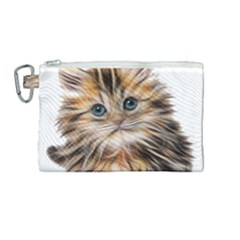 Kitten Mammal Animal Young Cat Canvas Cosmetic Bag (medium) by Simbadda