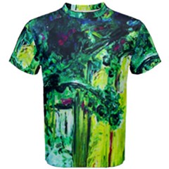 Old Tree And House With An Arch 3 Men s Cotton Tee by bestdesignintheworld