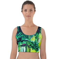 Old Tree And House With An Arch 3 Velvet Crop Top by bestdesignintheworld