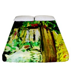 Old Tree And House With An Arch 4 Fitted Sheet (california King Size) by bestdesignintheworld