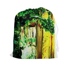 Old Tree And House With An Arch 4 Drawstring Pouches (xxl) by bestdesignintheworld