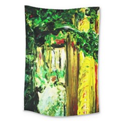 Old Tree And House With An Arch 4 Large Tapestry by bestdesignintheworld