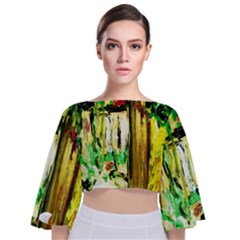 Old Tree And House With An Arch 4 Tie Back Butterfly Sleeve Chiffon Top by bestdesignintheworld