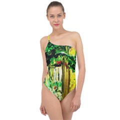 Old Tree And House With An Arch 4 Classic One Shoulder Swimsuit